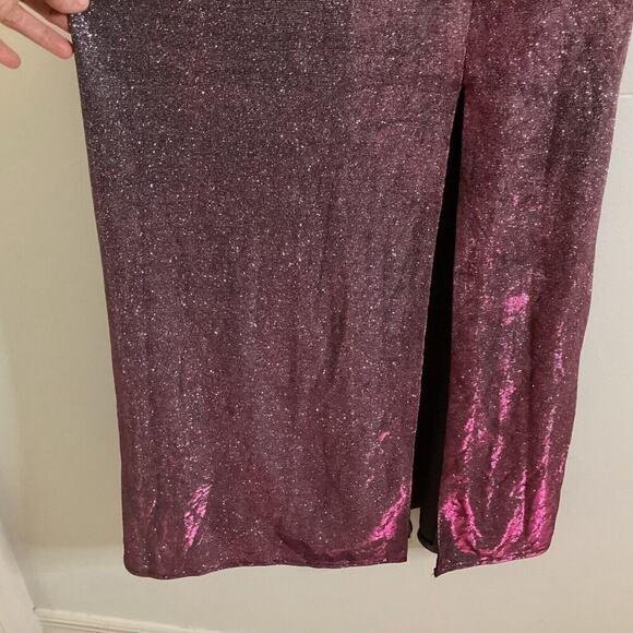 Nightway Glitter Tornazol Silver Fuchsia Gown Long Formal Dress Size 4 NYE - Picture 14 of 15